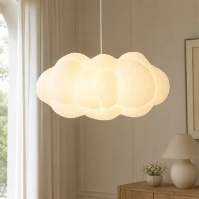 22.4 Inch Cloud Pendant Light Modern White Faux Silk Hanging Lamp for Living Room Bedroom Dining Room Nursery Reading Nook Entryway | Wayfair North America