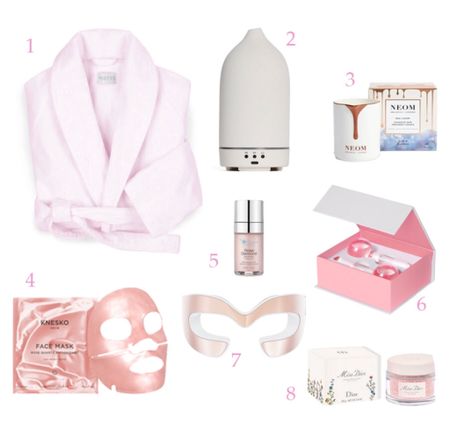 Know a mom that loves a good spa day? Or just wants to feel like she’s getting away from it all? We created this gift guide just for her! These gifts will make her feel pampered and help her take time for herself this Mothers Day!

1. Lake Pajamas Cozy Robe
2. Stone Essential Oil Diffuser
3. Skin Treatment Candle
4. Knesko Skin Rose Quartz Face Mask (set of 4)
5. Rose Diamond Eye Cream, 
6. Cooling Derma Facial Globes
7. Dr. Dennis Gross Eye Care Mask
8. Miss Dior Bath Pearls

#mothersday #mothersdaygifts #mothersdaygiftguide #momgifts #giftsformom #giftsforher #giftsforwife #giftsforsister #beautygifts #travelgifts #beautyset #beautygiftset #musthaves #homegifts 


#LTKSeasonal #LTKGiftGuide #LTKunder100