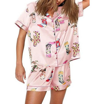 SHESHOW Womens Button Down Pajama Sets Soft Button Down Loungewear 2 Piece Outfits Funny Satin Pj... | Target
