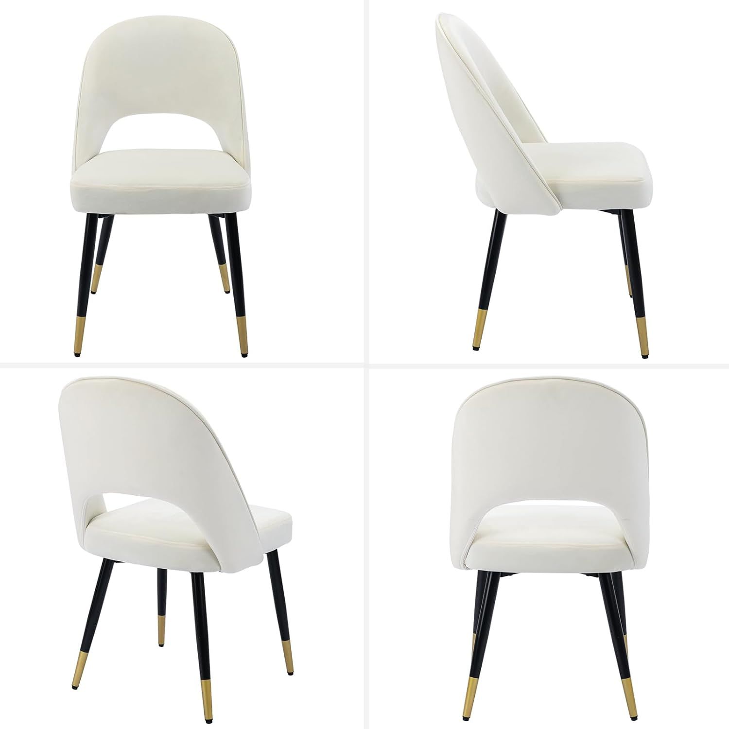 DUOMAY Modern Dining Chair Set of 2 with Open Back, Velvet Upholstered Armless Chair with Metal F... | Amazon (US)