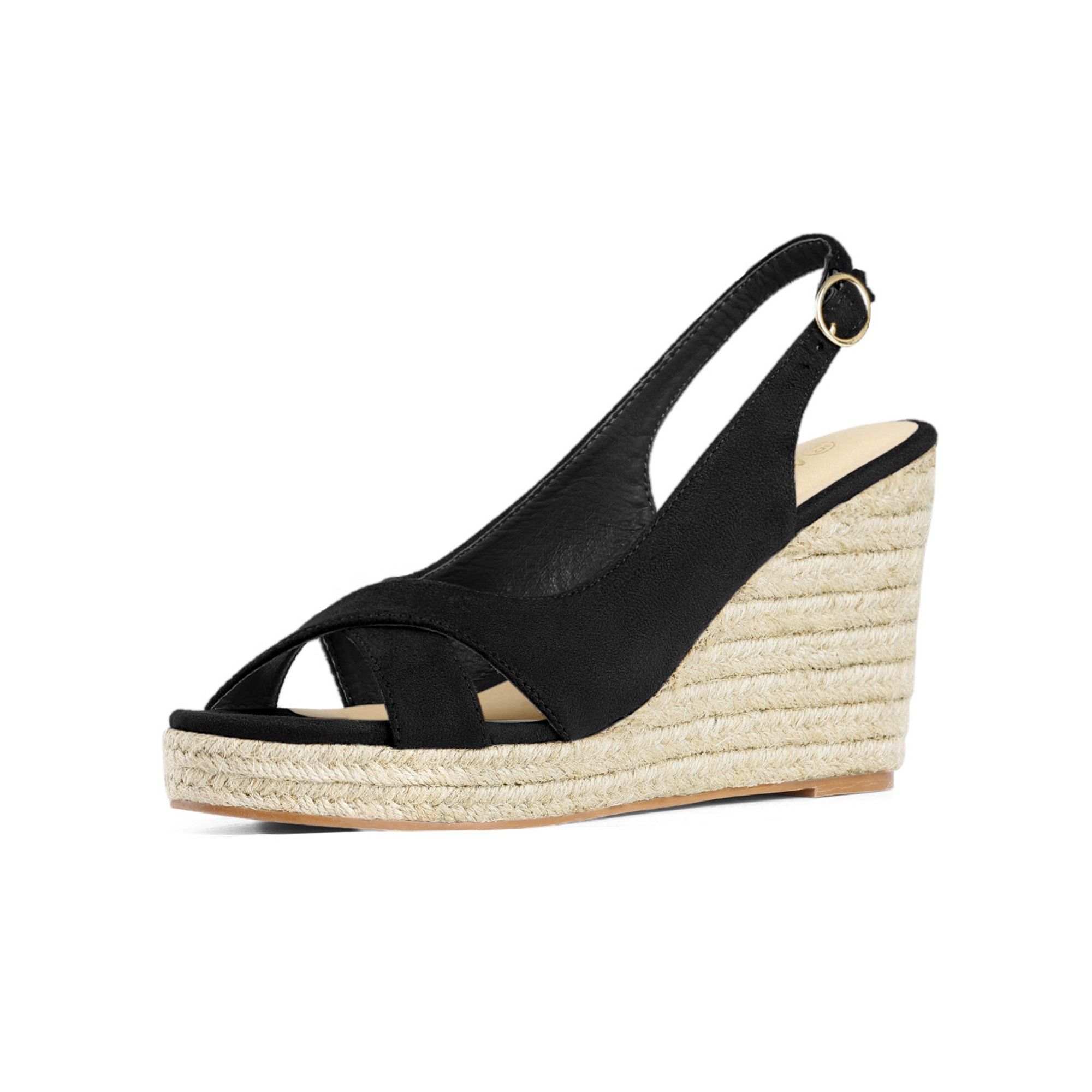 Allegra K Women's Espadrille Platform Wedges Sandals Black 8.5 | Walmart (US)