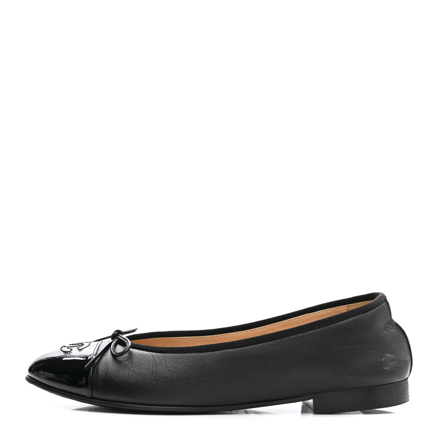 Lambskin Patent Cap Toe Ballerina Flats 39.5 Black | FASHIONPHILE (US)