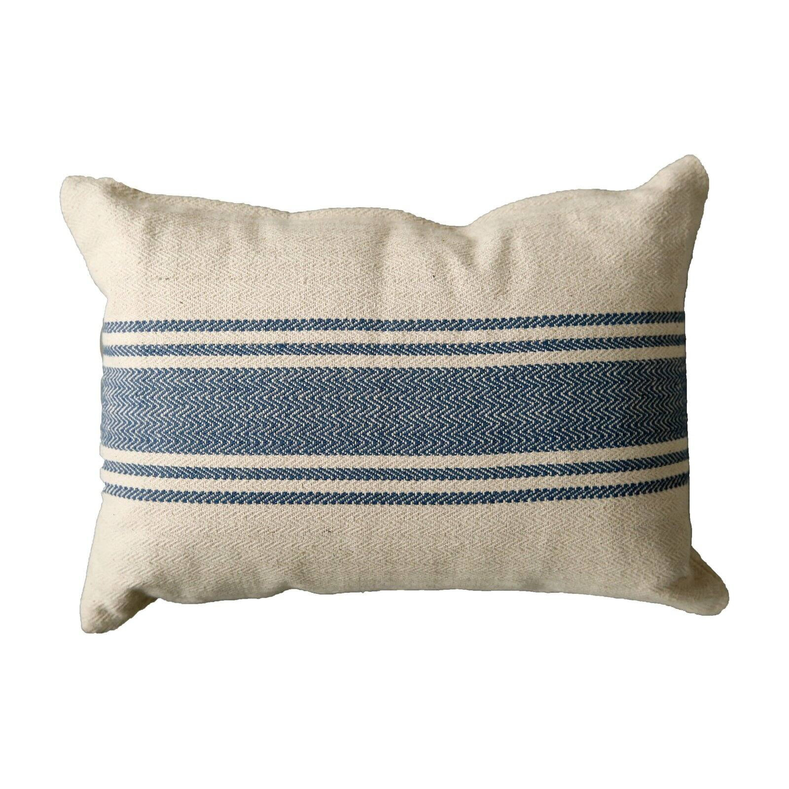3R Studios 20 in x 14" Rustic/Farmhouse/Modern Blue/White Stripes Cotton Throw Pillows - Walmart.... | Walmart (US)