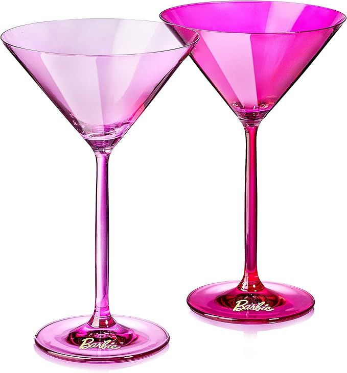 Barbie x Dragon Glassware Martini Glasses, Pink and Magenta, 8-Ounce, Set of 2 | Amazon (US)