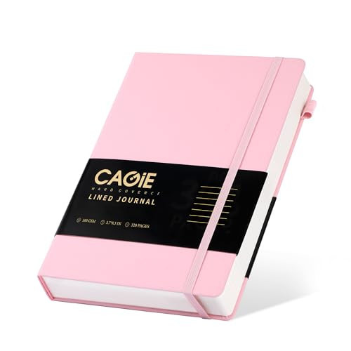 CAGIE Pink Journal Notebook for Women, 320 Pages College Ruled Notebook, 100 Gsm Paper Thick Lined Journal, A5 Hardcover Leather Journals for Writing, 5.7x8.3 In | Amazon (US)