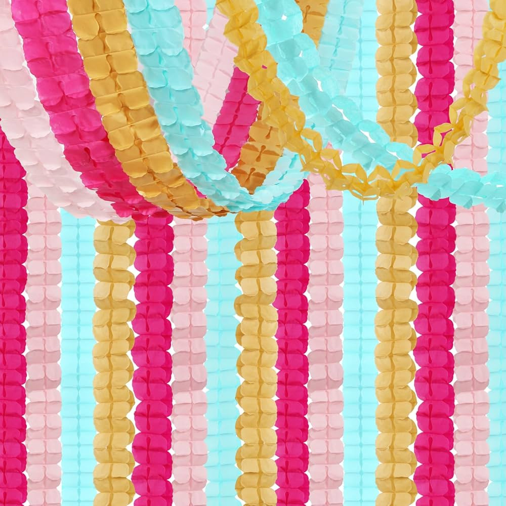 Mint Blush Hot-Pink Gold Party-Decorations Streamers Garland - 157Ft Four-Leaf Clover Hanging Ban... | Amazon (US)