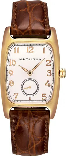 Hamilton American Classic Boulton Leather Strap Watch, 27mm x 31mm | Nordstrom | Nordstrom