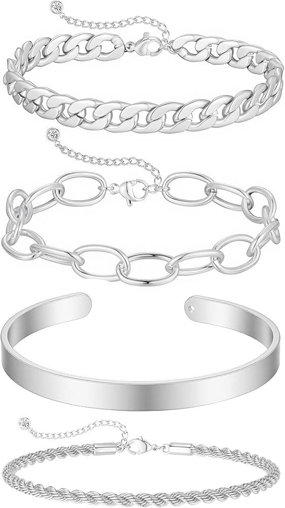 Gold/Silver Bracelets for Women Dainty 14K Gold Plated Bangle Bracelet Stack Waterproof Stackable... | Amazon (US)