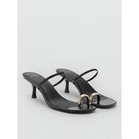 Mango Heeled Sandals with Metallic Detail - Black | Very (UK)