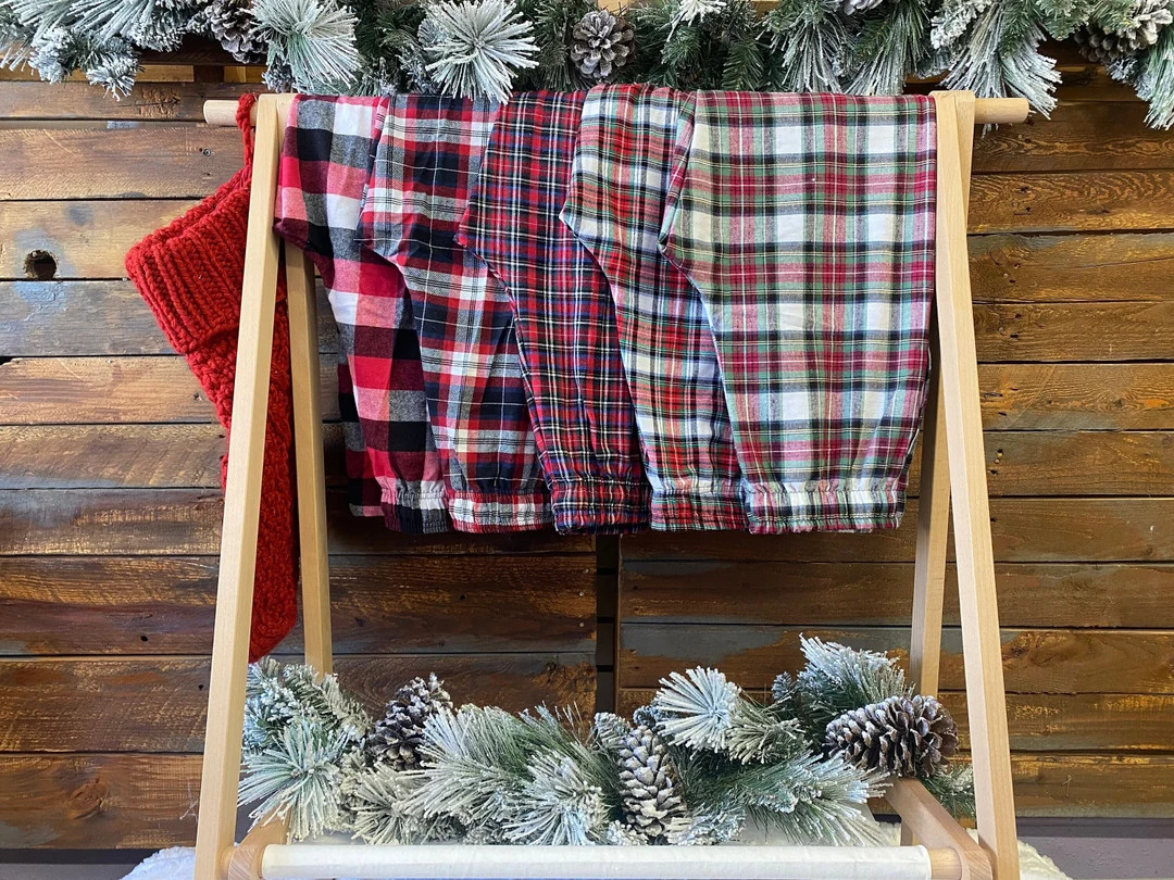 Pocket Drawstring Multi Color Pajama Pants Plaid White Red Black Green Christmas PJ Bridal Party ... | Etsy (US)