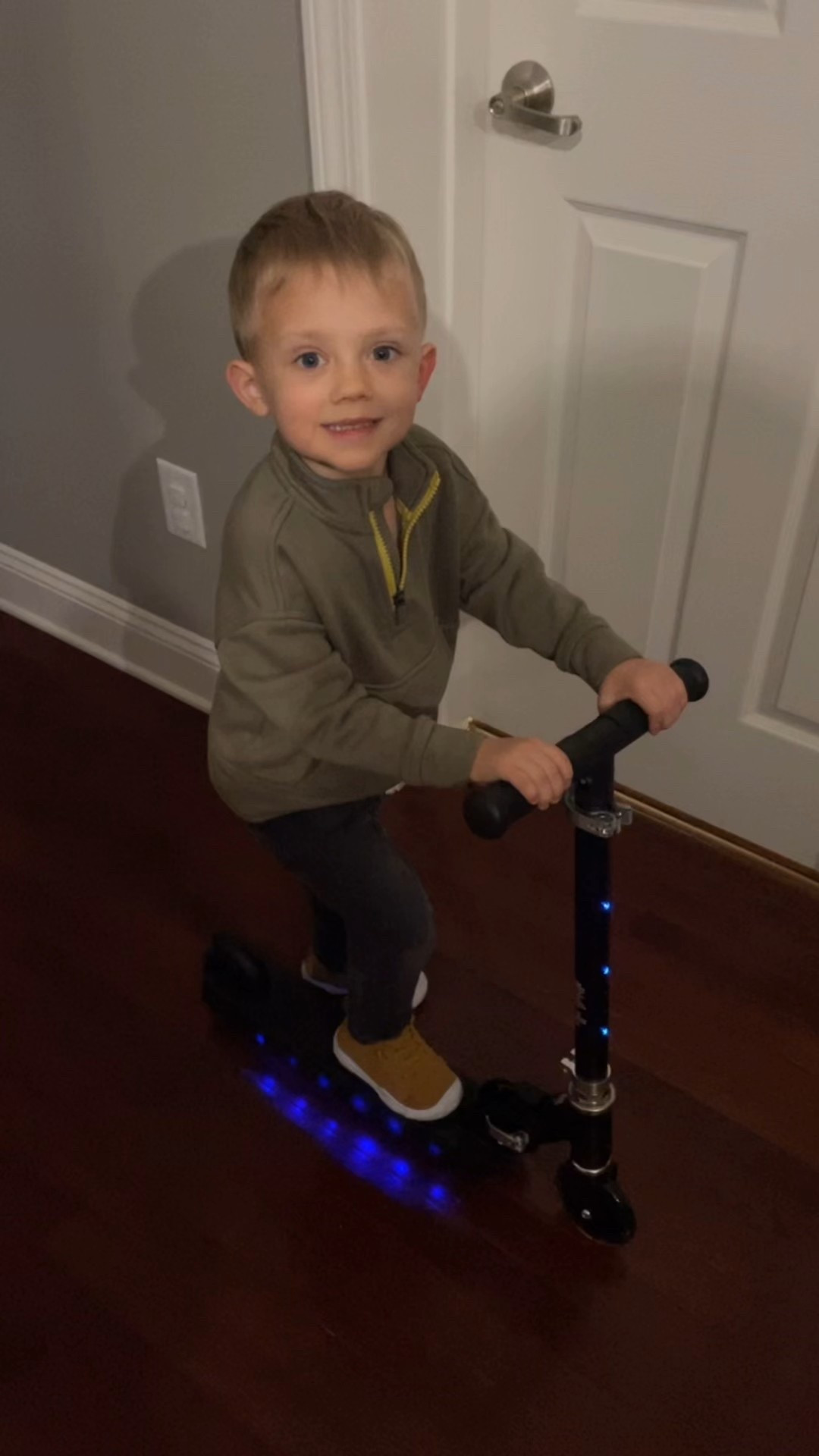 Light up scooter, perfect size for younger kids! 

Box says 5+ but the lowest handle bar setting is perfect for my 4 year old. 

#LTKGiftGuide #LTKKids #LTKHoliday