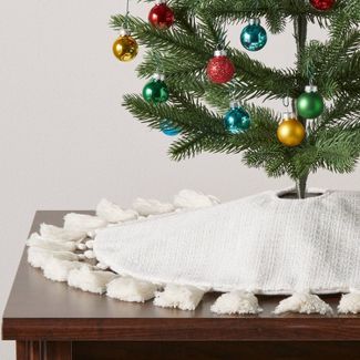 16" Woven Mini Tree Skirt with Fringes White - Wondershop™ | Target