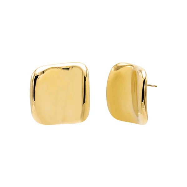 Solid Large Indented Square Stud Earring | Adina Eden