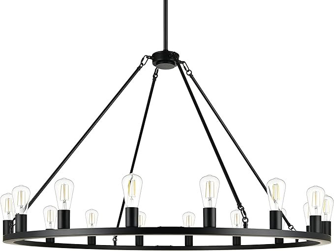 Sonoro Black Chandelier Dining Room Light Fixture Extra Large Wagon Wheel Chandelier Rustic Round... | Amazon (US)