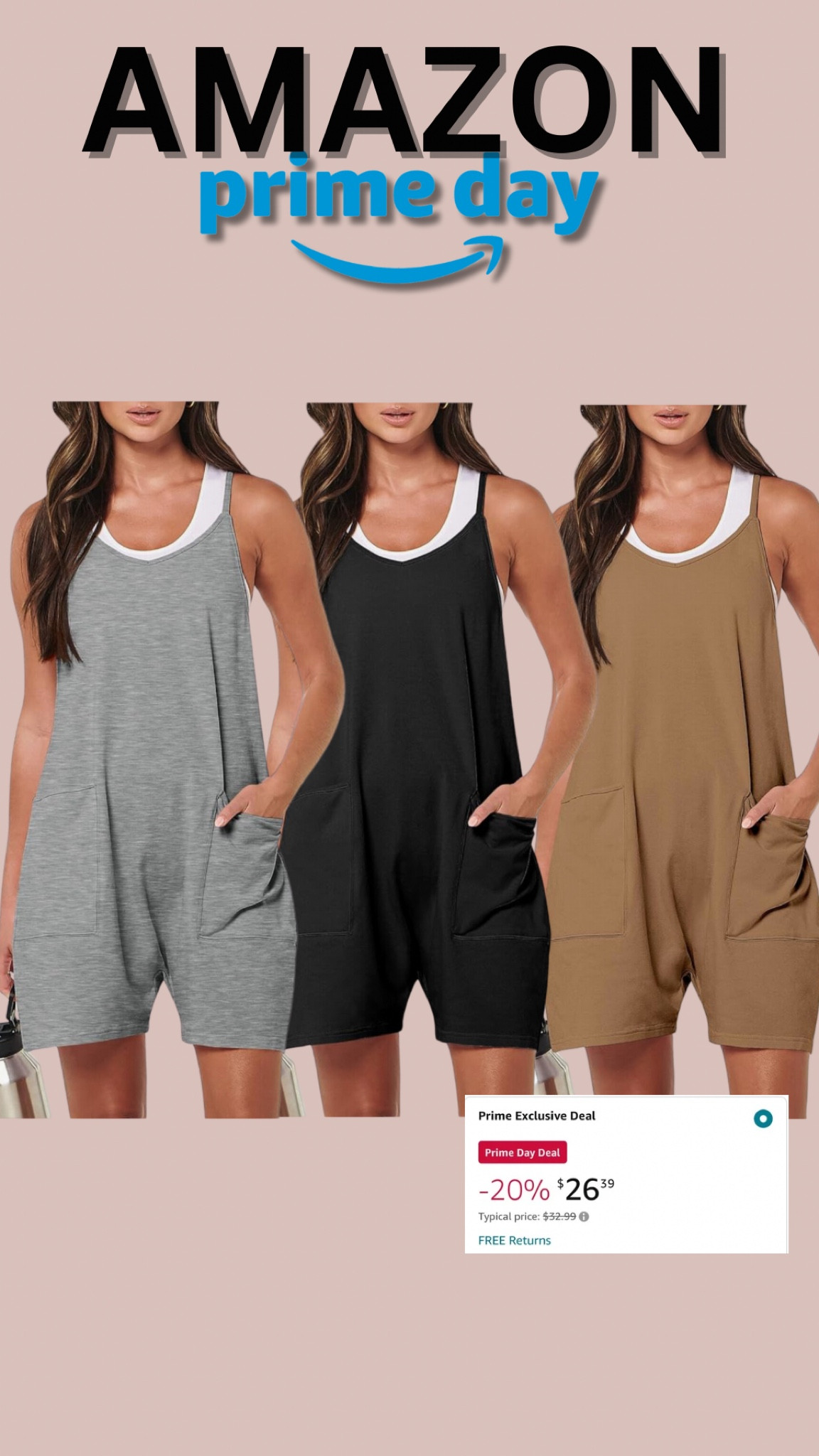 Amazon sleeveless romper on sale in lots of cute color ways! The perfect casual outfit for summer and early fall! 

#LTKStyleTip #LTKFindsUnder50 #LTKSaleAlert