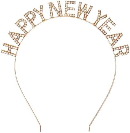 Happy New Year Rhinestone Headband for Women Girls,Crystal Tiara For New Year’s Eve Party Suppl... | Amazon (US)