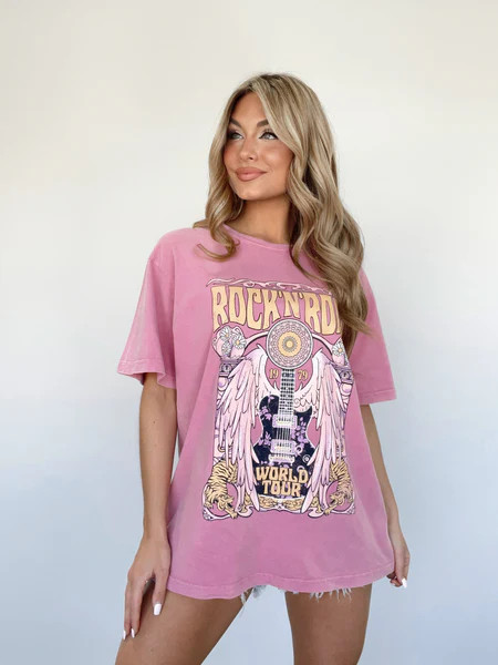 Pink Rock And Roll Graphic Tee | Lane 201 Boutique