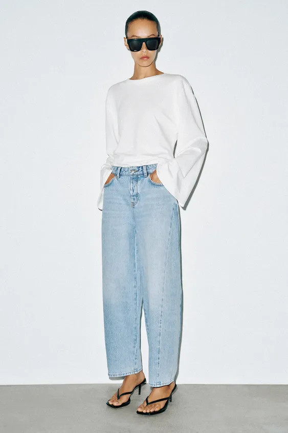 Z1975 HIGH-WAIST SEAMED BARREL JEANS | Zara UK