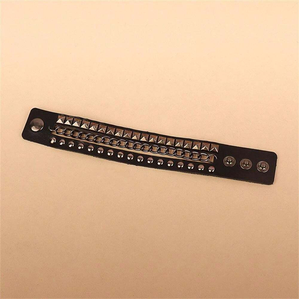 Gothic 90s Spike Bracelet Adjustable Punk Bracelet Black Studded Pu Leather Bracelet Bangle For M... | SHEIN