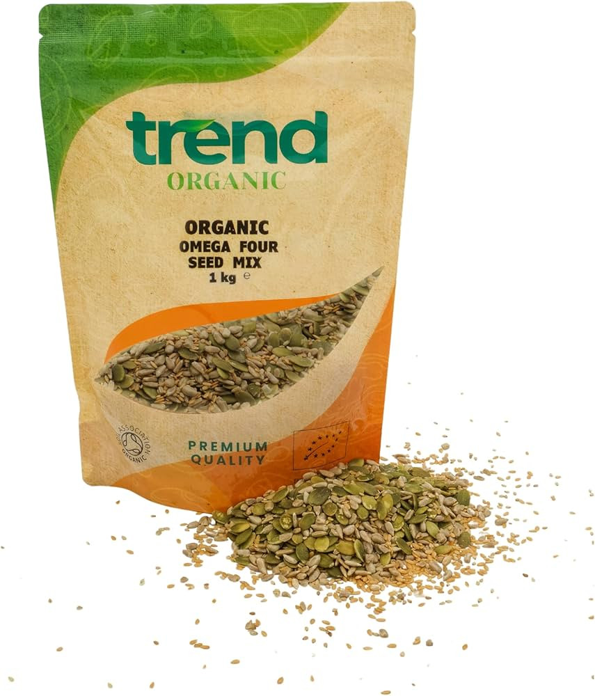 Trend Organic Omega Four Seed Mix of Pumpkin, Sesame, Flax, Sunflower Raw Whole Seeds - High in P... | Amazon (UK)