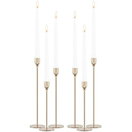 Rozrety Gold Candle Holders Gold Candlestick Holder for Taper Candles - Set of 6 Candle Sticks Holde | Amazon (US)