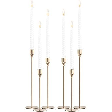 Rozrety Gold Candle Holders Gold Candlestick Holder for Taper Candles - Set of 6 Candle Sticks Holde | Amazon (US)