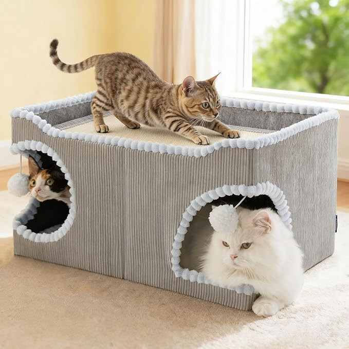 Bedsure Large Cat Beds for Indoor Cats - Extra Wide Cat House with Scratch Removable Top Sisal Pa... | Amazon (US)