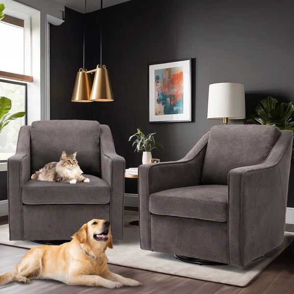 Bronnen Big And Wide Upholstered Cushion Swivel Armchair with Removable Back Cushion | Wayfair North America