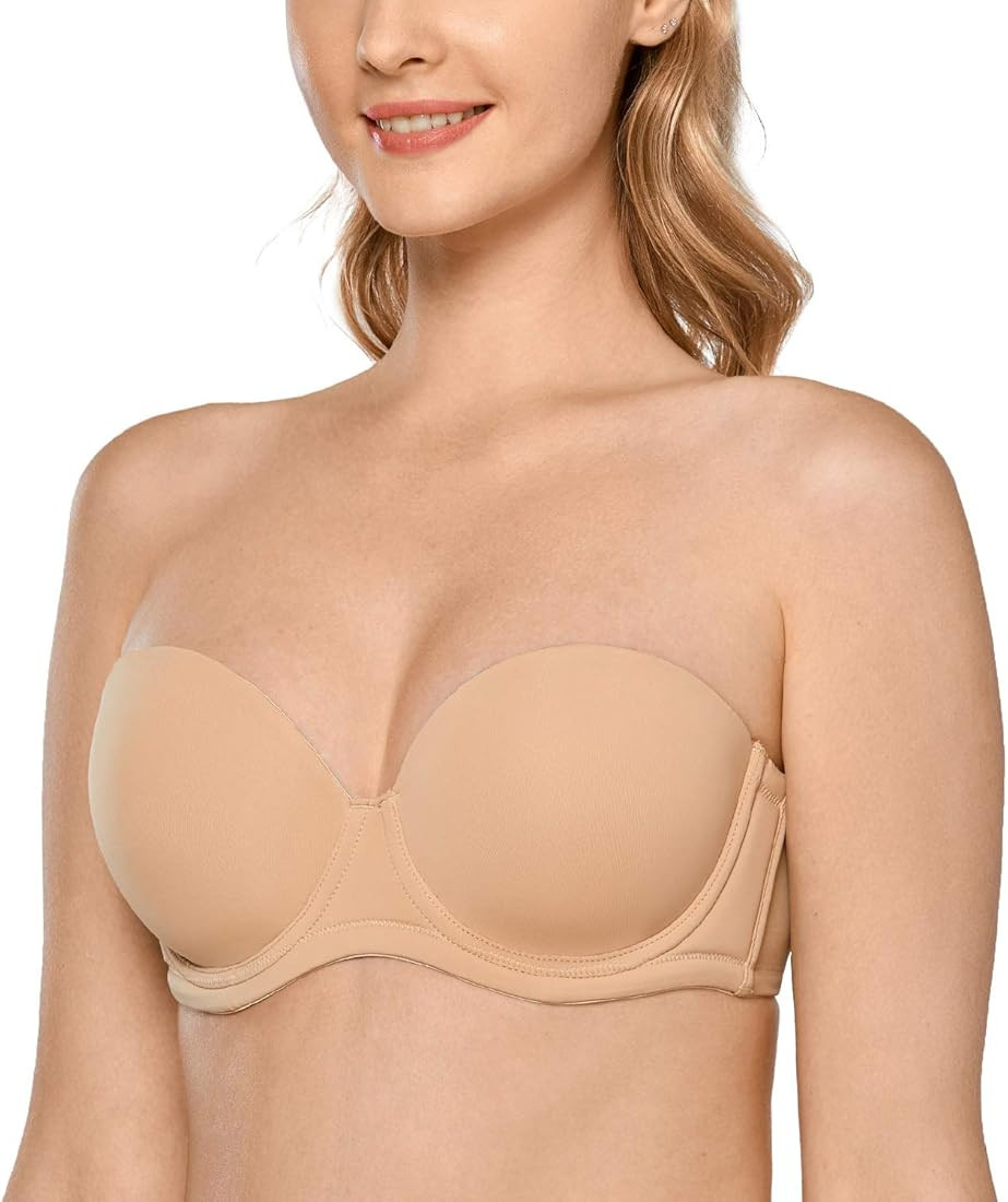 DELIMIRA Women's Underwire Contour Multiway Full Coverage Strapless Bra Plus Size | Amazon (US)