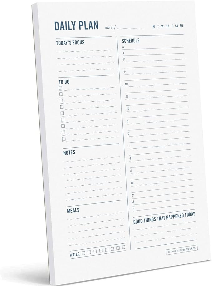 Two Tumbleweeds Daily Planner Notepad - Desktop To Do List Planning Pad with Hourly Schedule, Tim... | Amazon (US)