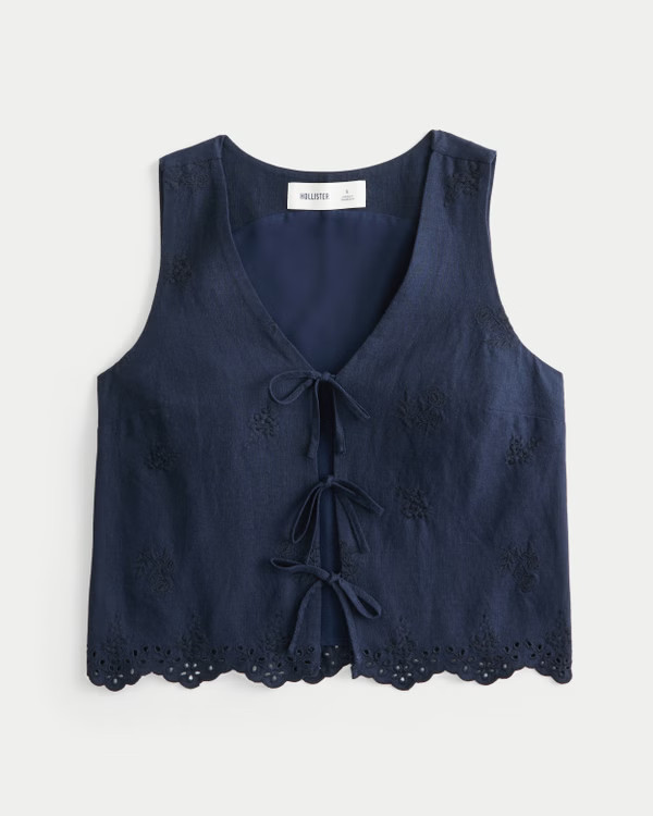 Women's Easy Linen-Blend Tie-Front Vest | Women's Tops | HollisterCo.com | Hollister (US)