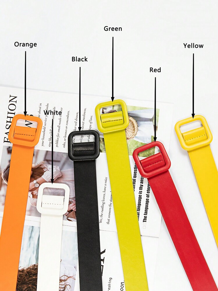 1pc Women's Spring/Summer Collection Simple Hole-Free Square Buckle Pu Leather Belt For Festival ... | SHEIN