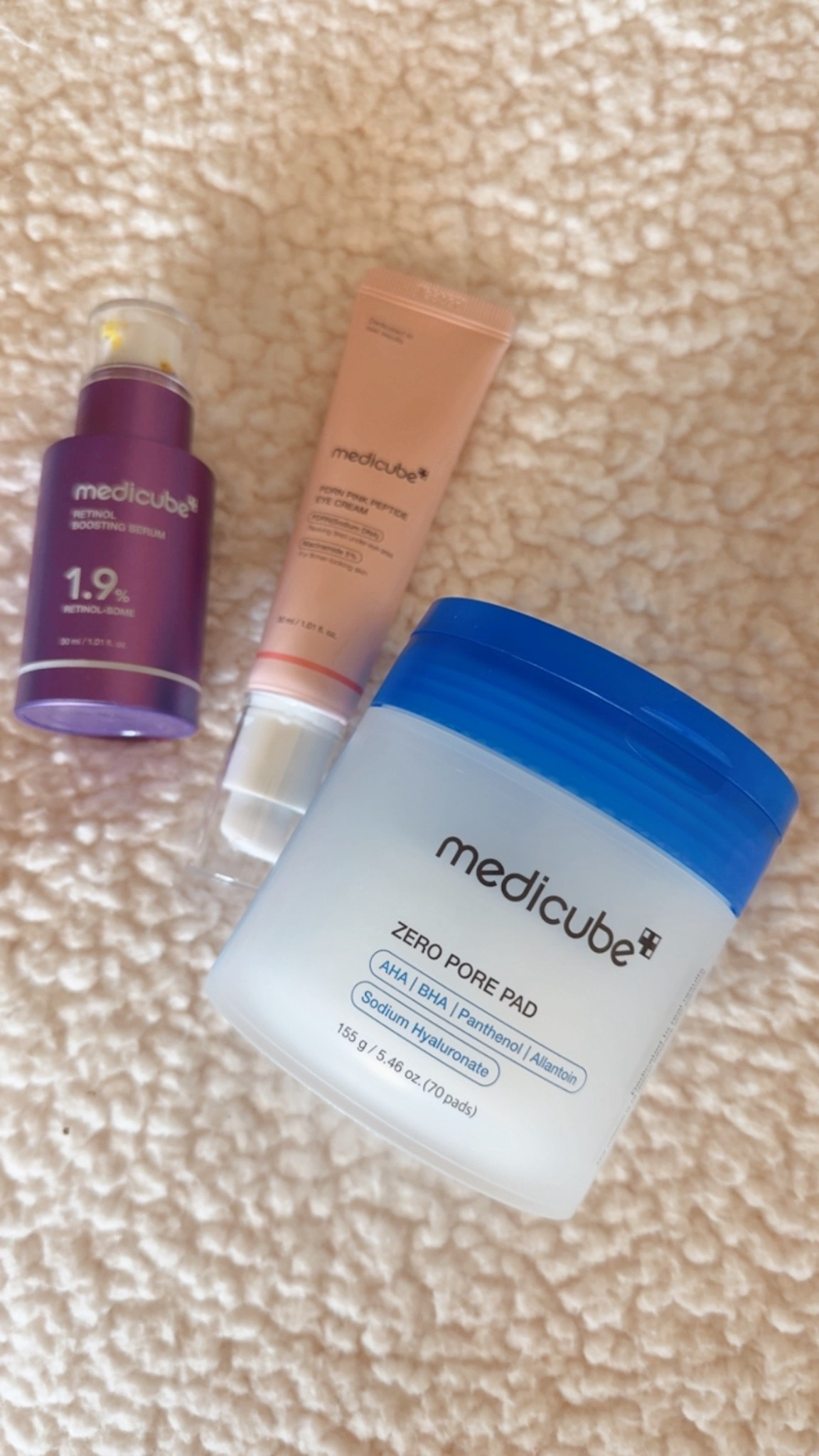 New Medicube products I’m using 

Skincare, aging skincare, beauty products, retinol serum, eye cream, cleansing pads

#LTKover40 #LTKbeauty #LTKVideo