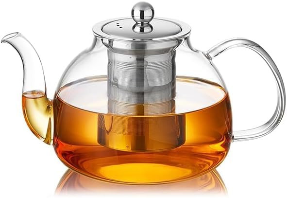 40OZ (1200ML) Glass Teapot with Infuser Stovetop Safe, Clear Glass Tea Pot Kettle, Borosilicate T... | Amazon (US)