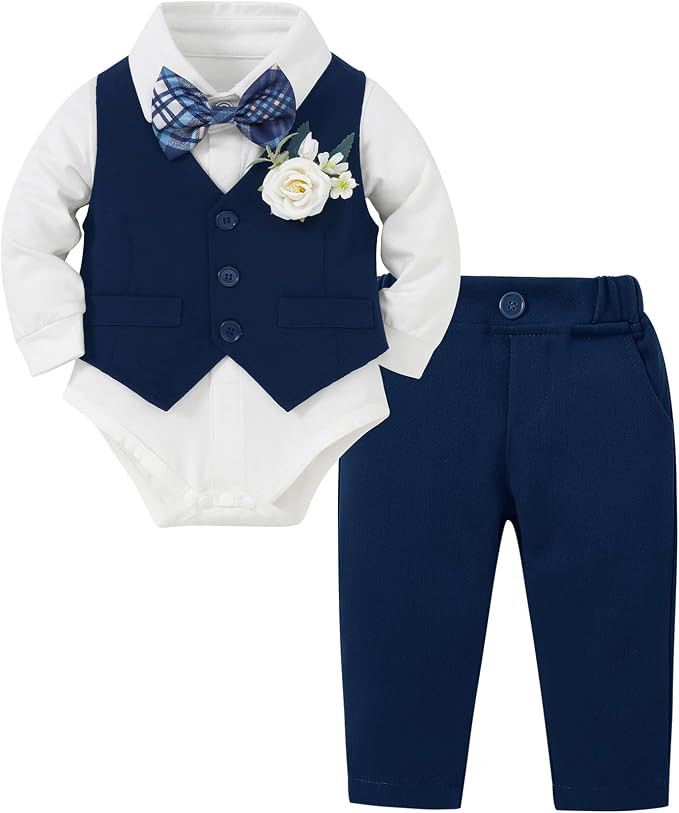 Coco&RARA Baby Boy Clothes Suits Formal Gentleman Wedding Outfits 0-24M | Boy Suits With Shirt, V... | Amazon (US)