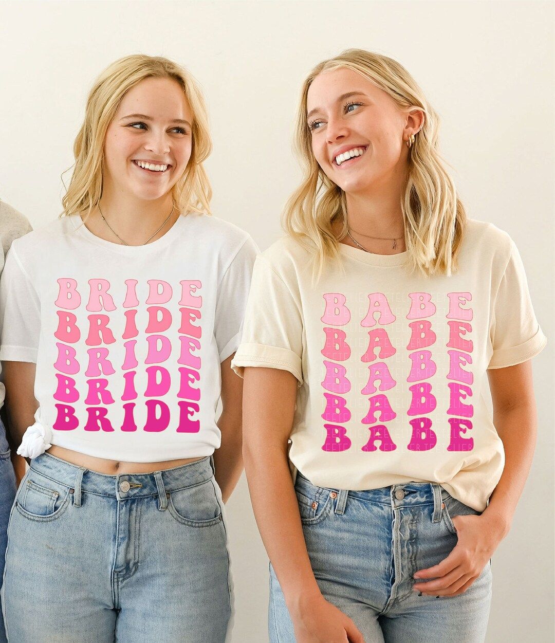 Bachelorette Party Shirts Pink Retro Babe and Bride Shirts - Etsy | Etsy (US)