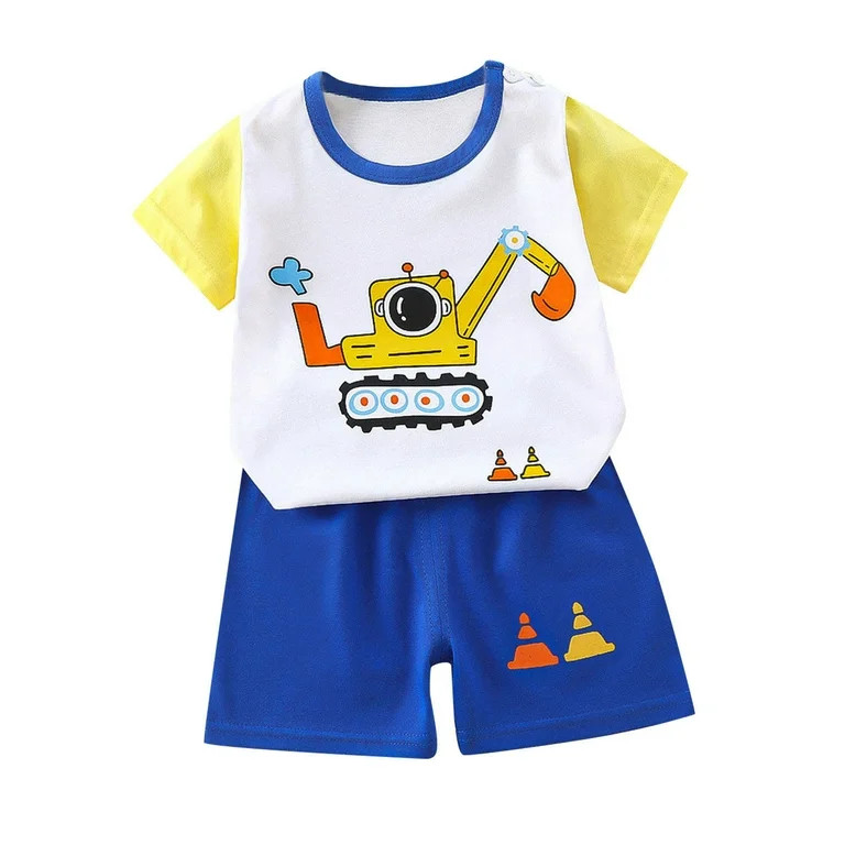 Kukoosong Toddler Boy Summer Outfit Sets Casual Toddler Baby Boys Girls Fashion Cute Short Sleeve... | Walmart (US)