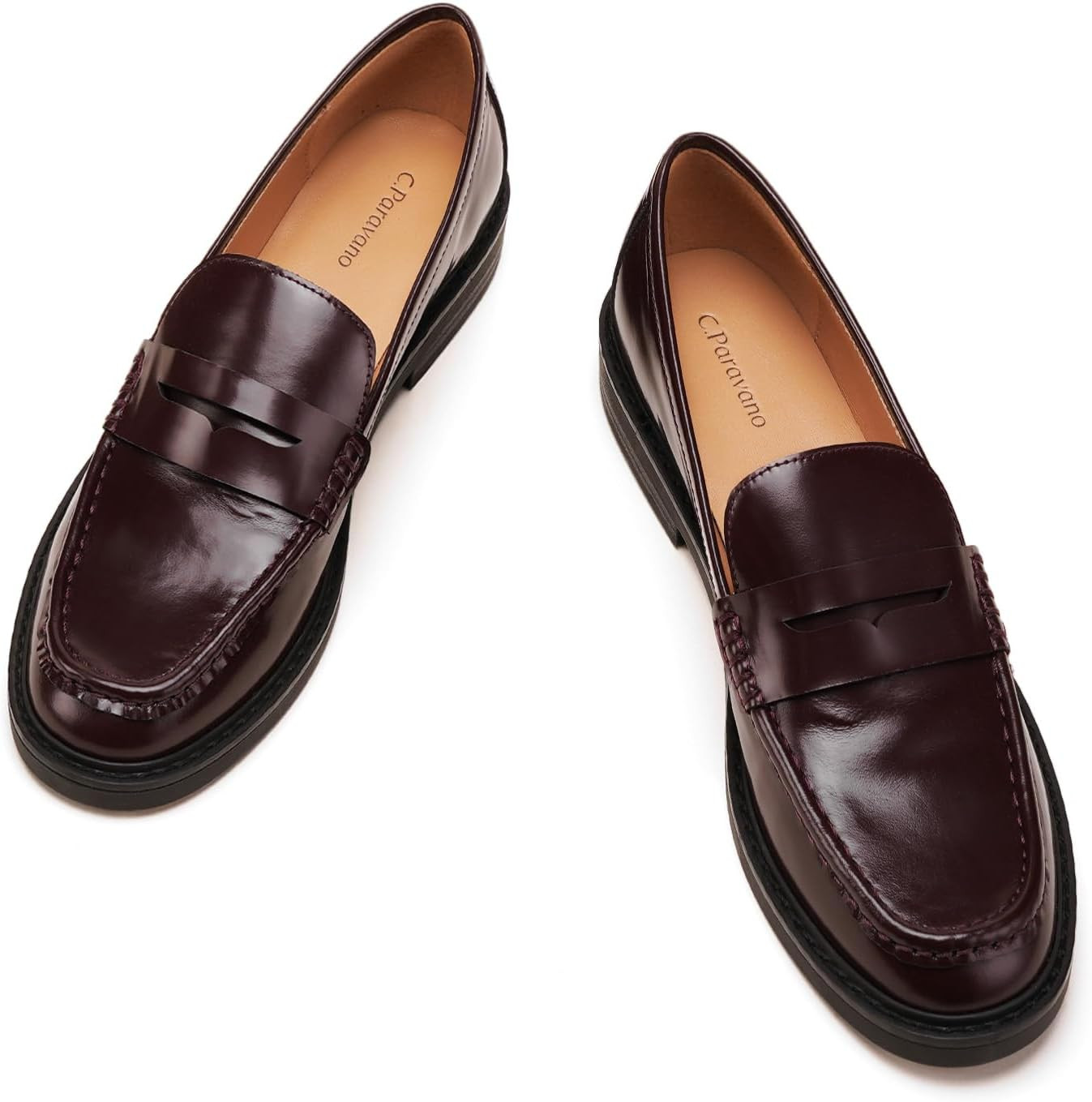 C.Paravano Genuine Leather Penny Loafers for Women Walking Moccasin Flats | Amazon (US)