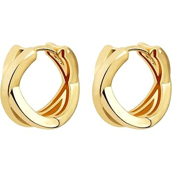 Small Chunky Gold Hoop Earrings For Women, 14k Gold Thick statement huggie hoop earrings Trendy H... | Amazon (US)