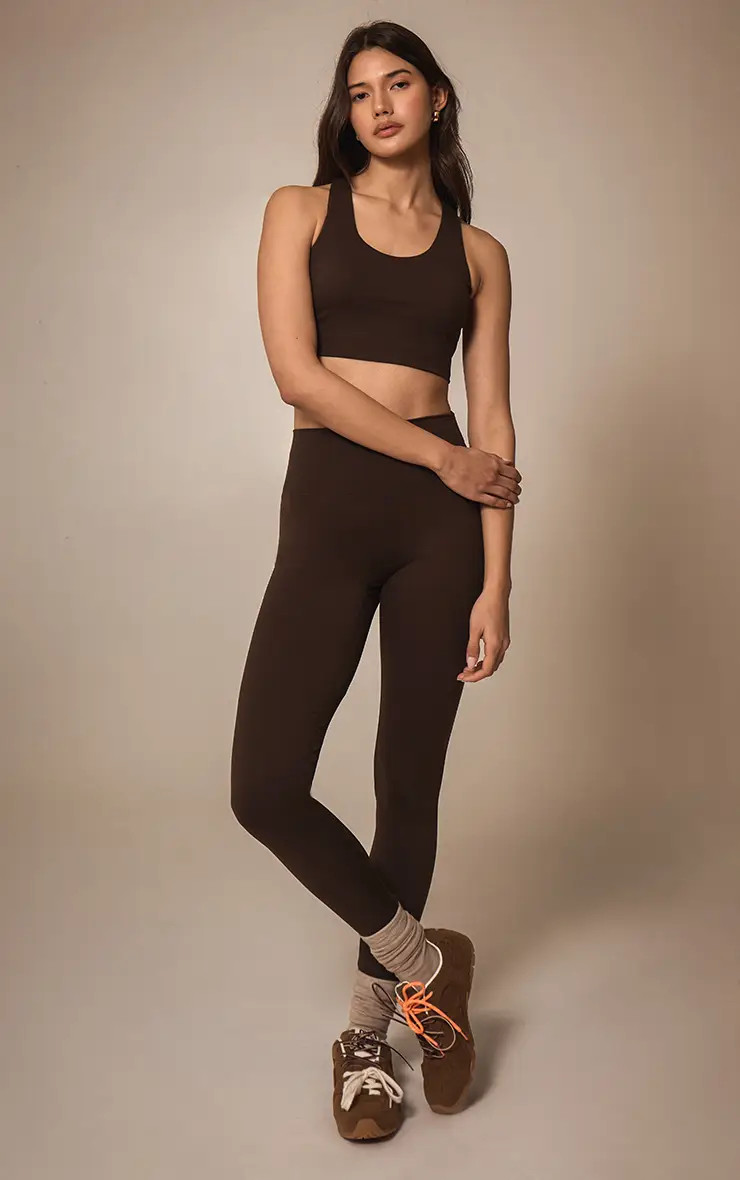 Espresso Ultimate Sculpt High Waist Gym Leggings | PrettyLittleThing UK