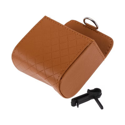 Unique Bargains Car Trash Can Hanging Car Air Vent Faux Leather Trash Bin Brown 1 Pc | Target