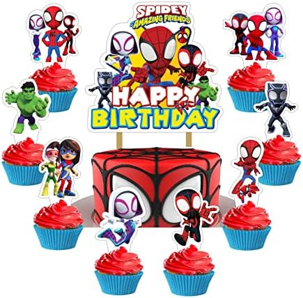 Amazing Friends Cake Topper and Cupcake Toppers Set, Spidey and Friends Birthday Party Supplies f... | Amazon (US)