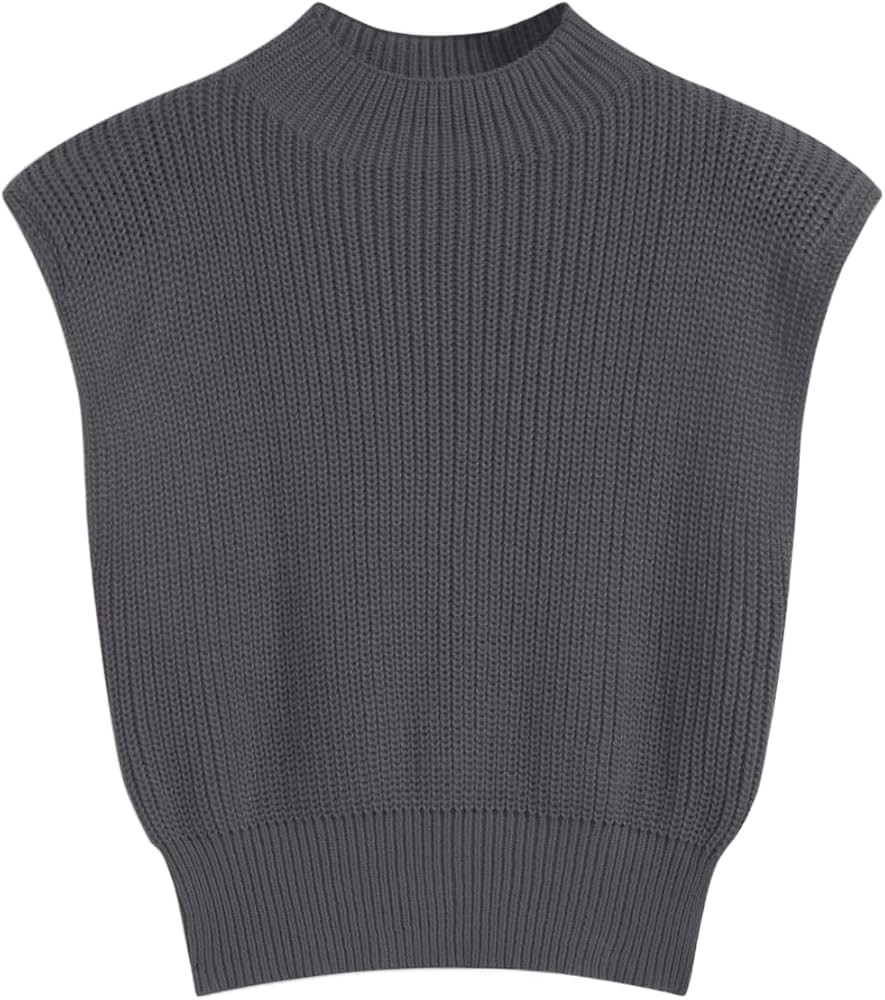 CIDER Women's Mock Neck Sleeveless Sweater Tops Cap Sleeve Sweater Vests Tank Tops | Amazon (US)
