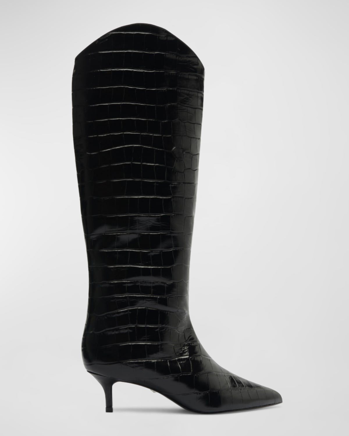 Maryana Croco Kitten Tall Boots | Neiman Marcus