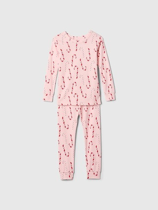 Kids & babyGap 100% Organic Cotton Candy Cane PJ Set | Gap Factory