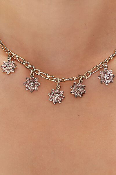 Faux Gem Floral Charm Necklace | Forever 21