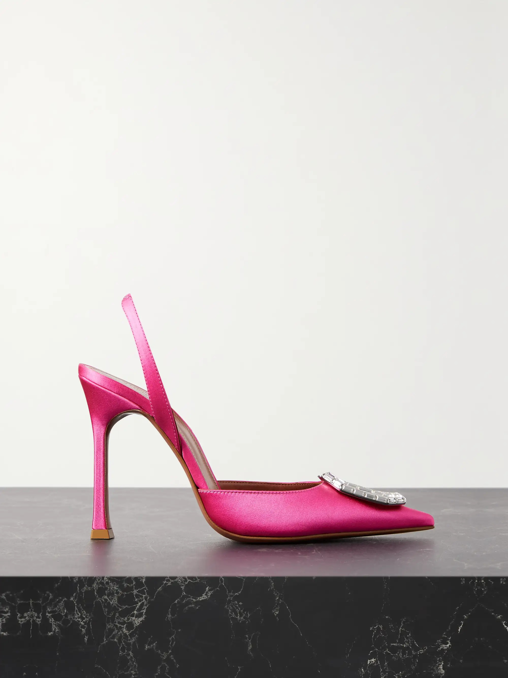 AMINA MUADDI Camelia crystal-embellished satin slingback pumps | NET-A-PORTER | NET-A-PORTER APAC