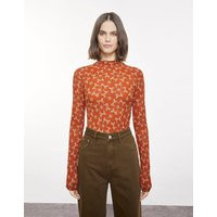 Horse Print Mesh Top - Red / M | Urban Revivo