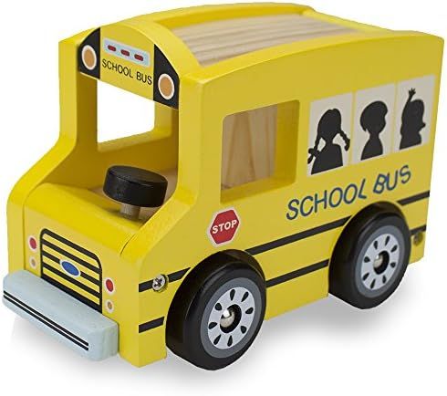 Wooden Wheels Natural Beech Wood School Bus by Imagination Generation , Yellow | Amazon (US)