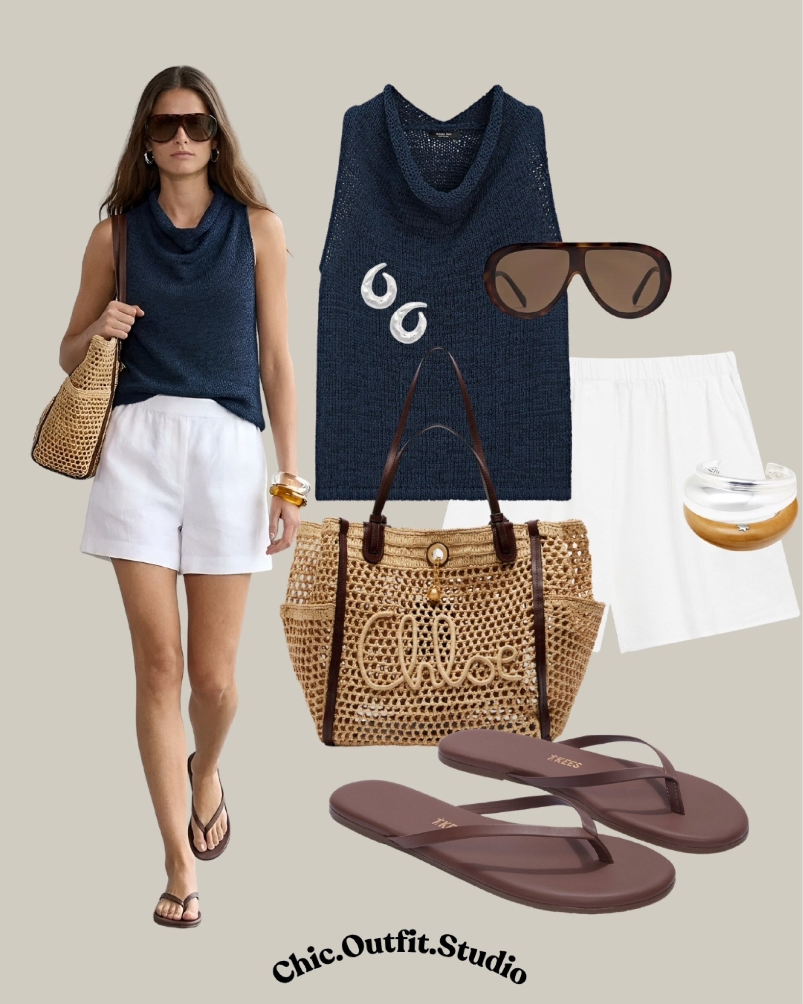 Navy Draped Knit Top & White Shorts

✨😎😎A navy draped sleeveless knit top paired with crisp white shorts creates the perfect timeless summer outfit with a minimalist coastal feel. Styled with chocolate brown flip flops and a woven tote, this look feels effortless, elegant, and ideal for beach towns, summer lunches, sightseeing, travel outfits, or casual everyday wear. Soft draping and classic navy-and-white styling always create an elevated warm-weather look.

✨Tags: navy sleeveless top outfit, white shorts outfit women, coastal chic summer outfit, minimalist summer fashion, elegant casual outfit women, European vacation style, effortless warm weather outfit, relaxed luxury summer look, woven tote outfit, chic everyday summer style, navy and white outfit

#LTKbag #LTKshoes #LTKsummer